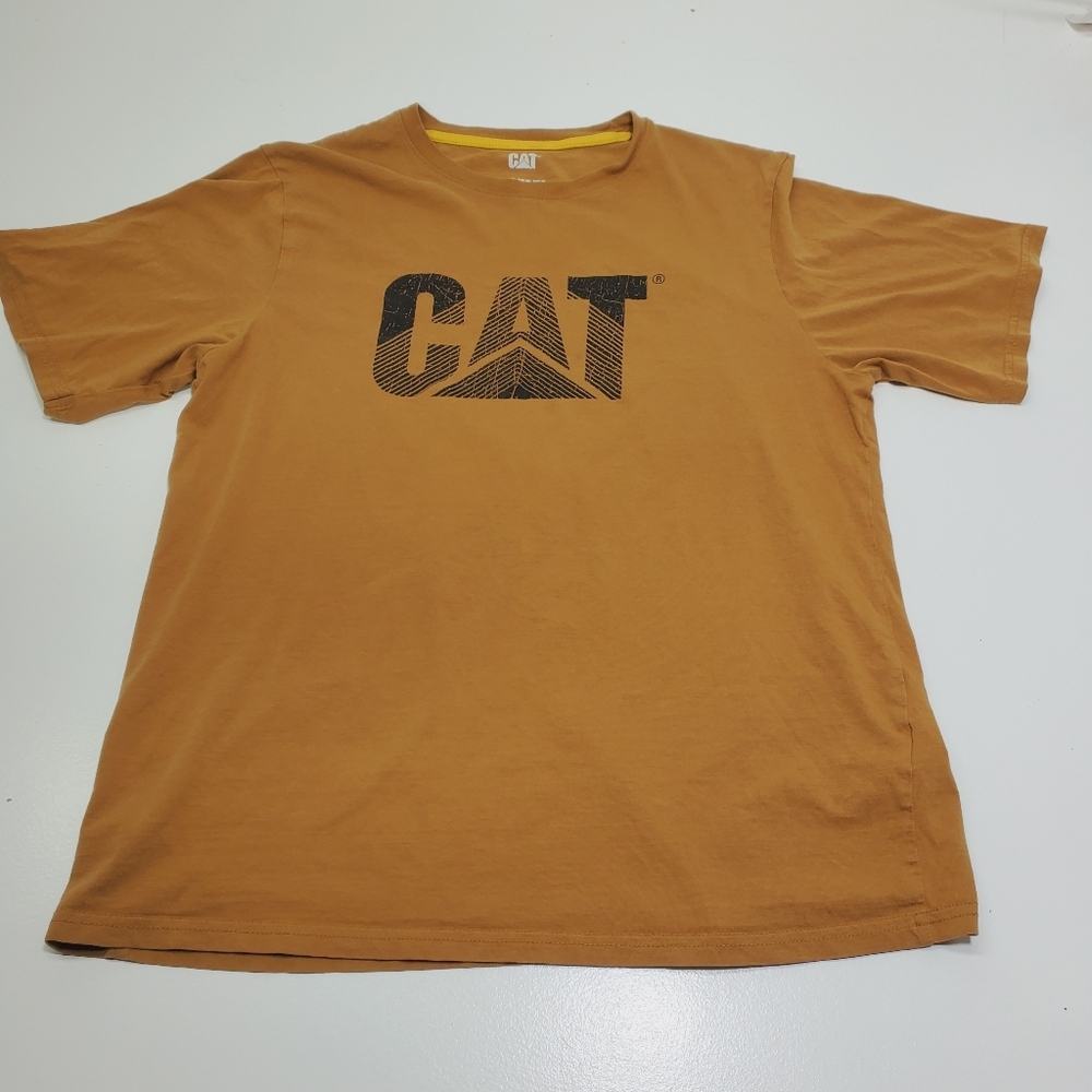 CAT T-Shirt Men's Size XL Brown Color  Short Sleeves‎ Crewneck Print Logo